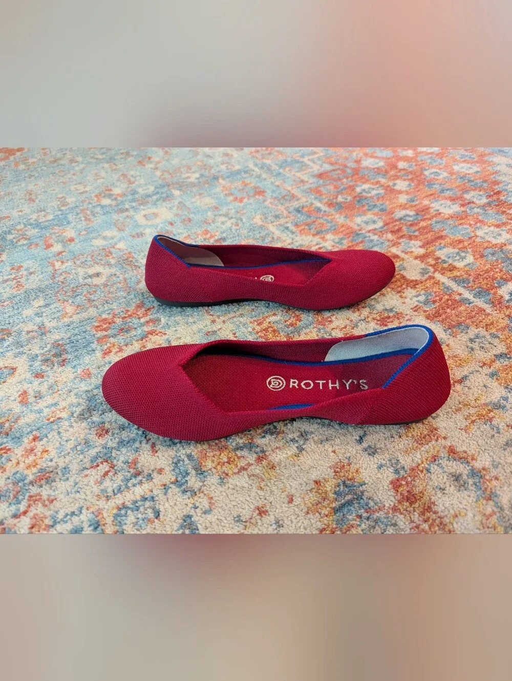 Rothy's Womens 8.5 The Flat Round Toe Ballet Flats Shoes Red Washable